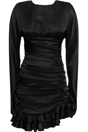 Alessandra Rich Open Back Silk Satin Draped Mini Dress