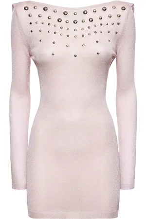 Alessandra Rich Open Back Lurex Knit Mini Dress W/hotfix