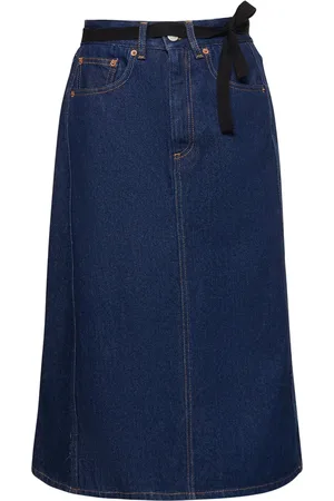 Maison Margiela Asymmetric Cotton Denim Midi Skirt