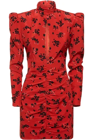 Alessandra Rich Printed Silk High Neck Mini Dress