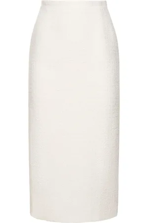 Alessandra Rich High Waisted Tweed Bouclé Midi Skirt