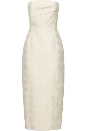 EMILIA WICKSTEAD Lowre Strapless Check Tweed Midi Dress