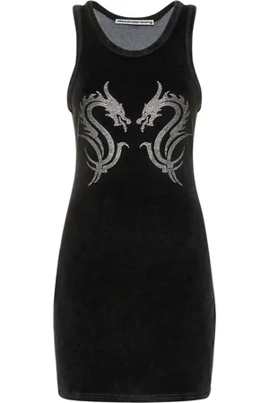 Alexander Wang Embellished Cotton Blend Tank Mini Dress