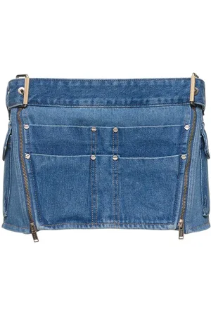 DION LEE Buckle Denim Mini Skirt