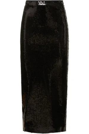 DAVID KOMA Metallic Sequined Pencil Midi Skirt