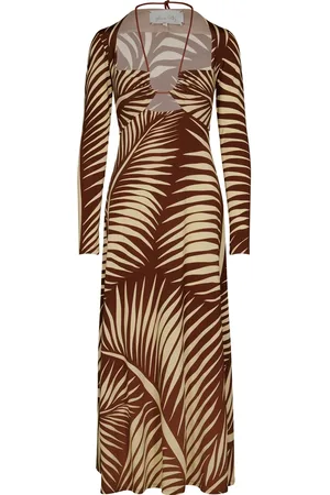 JOHANNA ORTIZ Printed Shiny Jersey Midi Dress
