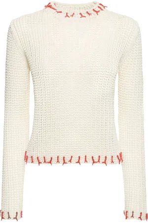 Reina Olga Coral Net Knit Cotton Blend Top