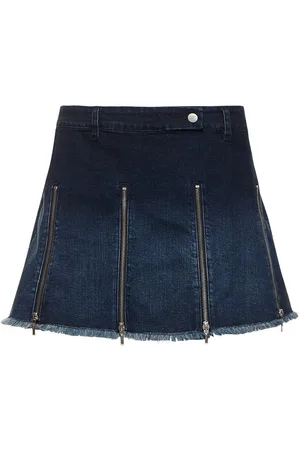Cannari Concept Pleated Denim Mini Skirt W/ Zips