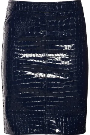 Tom Ford Glossy Croc Print Leather Mini Skirt