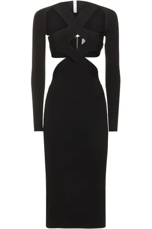 DION LEE Cutout Knit Long Sleeve Midi Dress
