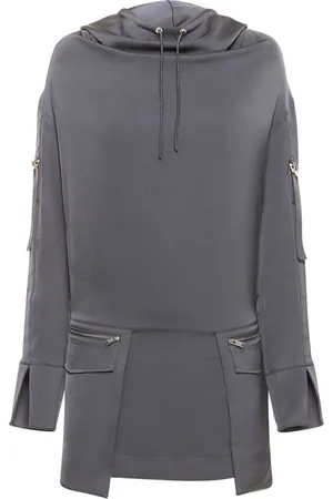 DION LEE Hooded Satin Parka Mini Dress