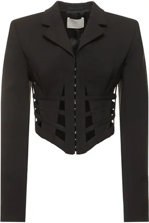 DION LEE Wool Blend Corset Cut Out Blazer