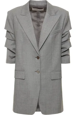 Michael Kors Single Breasted Gathered Wool Jacket