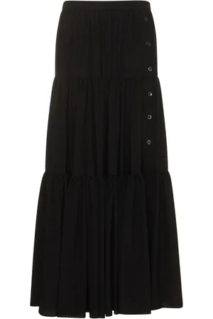 Michael Kors Pleated Silk Crepe De Chine Skirt