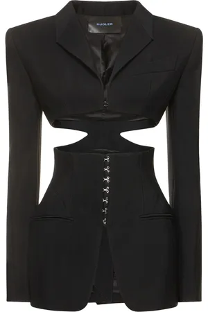 MUGLER Heavy Fluid Viscose Blend Cropped Jacket