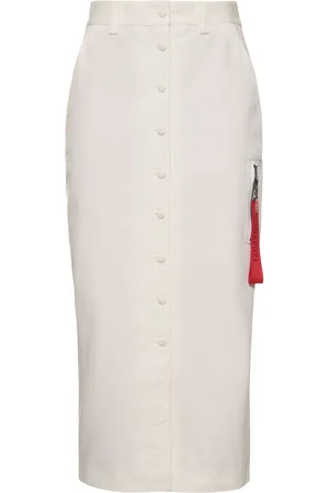 FERRARI Buttoned Cotton Midi Skirt