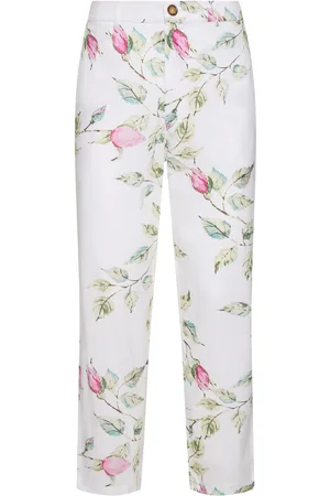 HARAGO Floral Print Cotton Pants