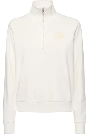 Tory Burch French Terry Half Zip Cotton Sweatshirt