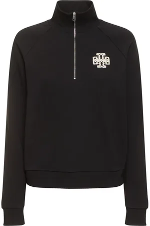 Tory Burch French Terry Half Zip Cotton Sweatshirt