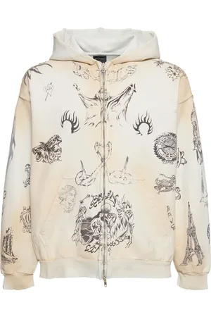 Balenciaga Tattoo Heavy Molleton Zip-up Hoodie