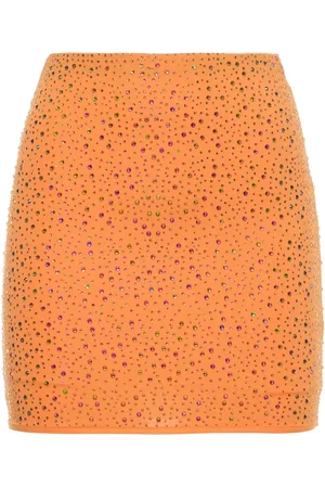Leslie Amon Embellished Stretch Tech Mini Skirt