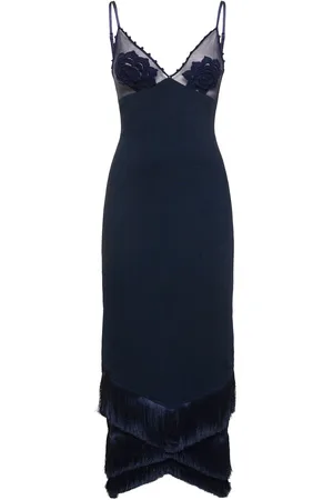 PATBO Embroidered Crochet Midi Dress