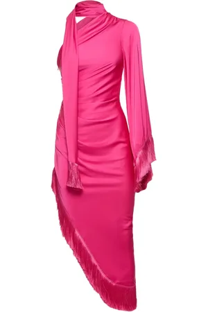 PATBO Fringed Asymmetric One Sleeve Midi Dress
