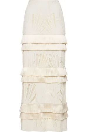 PATBO Fringed Lace Maxi Skirt