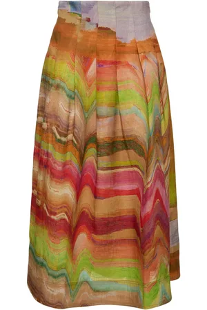 ULLA JOHNSON Alessandra Printed Linen Long Skirt