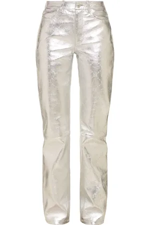 Marine Serre Laminated Leather Straight Leg Pants