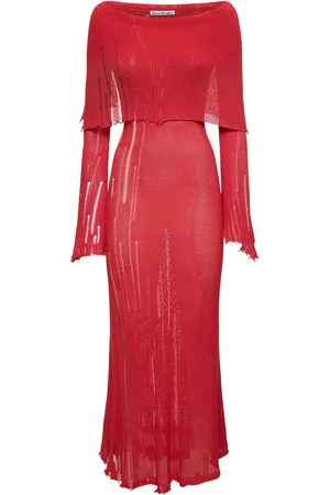 Acne Studios Distressed Knit L/s Midi Dress