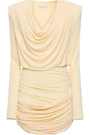 MAGDA BUTRYM Jersey Draped Mini Dress W/ Plunge Neck