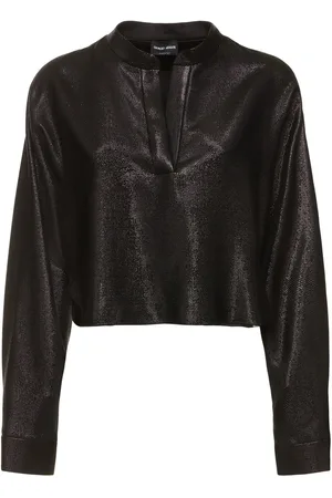 Giorgio Armani Fluid Textured Lurex V/neck Shirt
