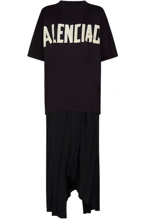 Balenciaga Pleated Tech T-shirt Dress W/ Logo