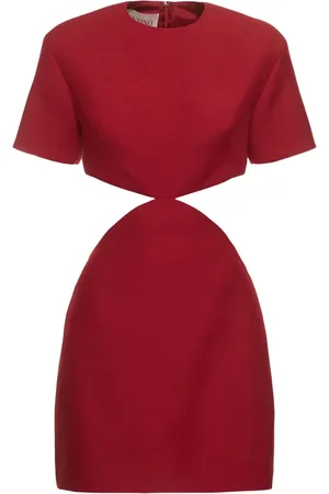 VALENTINO Open Back Crepe Short Sleeve Mini Dress