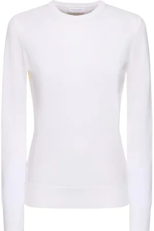 Michael Kors Cotton Knit Crewneck Long Sleeve Top