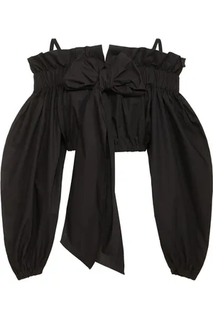 Patou Volume Cropped Poplin Shirt W/bow