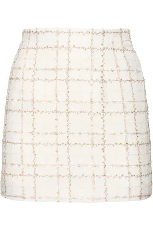 Alessandra Rich Sequined Checked Tweed Mini Skirt