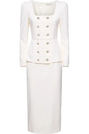 Alessandra Rich Light Wool Double Breasted Dress