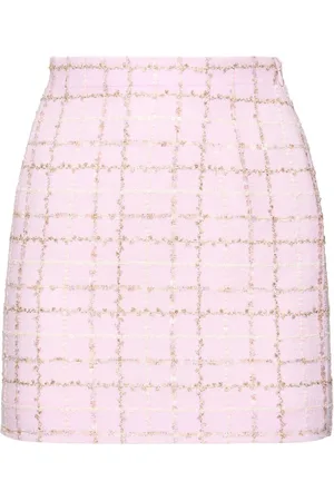 Alessandra Rich Sequined Checked Tweed Mini Skirt