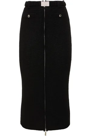 Alessandra Rich Sequined Cotton Blend Knit Midi Skirt