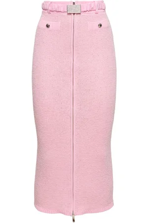 Alessandra Rich Sequined Cotton Blend Knit Midi Skirt