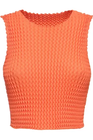 Issey Miyake Pleated Sleeveless Crop Top
