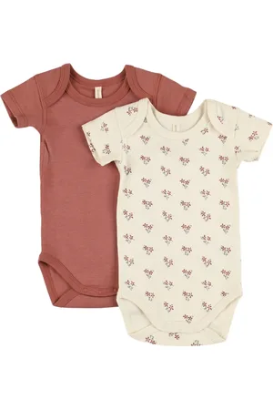 Quincy Mae Set Of 2 Organic Cotton Bodysuits