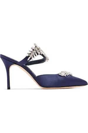 Manolo Blahnik 90mm Lurum Satin Mules