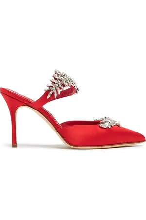 Manolo Blahnik 90mm Lurum Satin Mules
