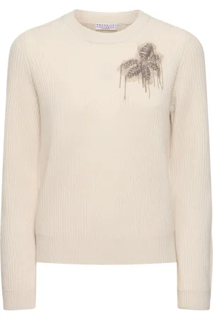 Brunello Cucinelli Ribbed Knit Embroidered Sweater