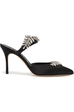 Manolo Blahnik 90mm Lurum Satin Mules
