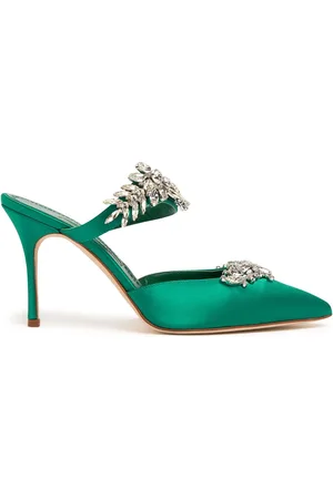 Manolo Blahnik 90mm Lurum Satin Mules