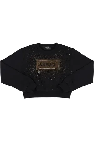 VERSACE Embellished Cotton Cropped Sweatshirt
